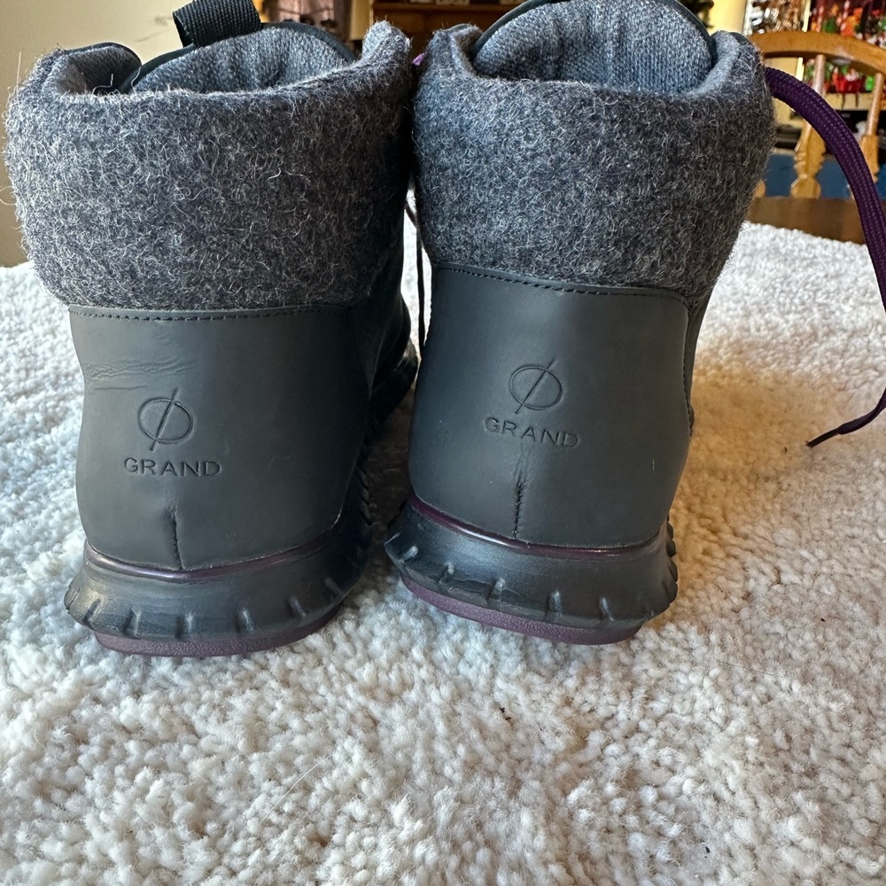 Women's Black Boots with Purple Laces - Picture 4 of 8